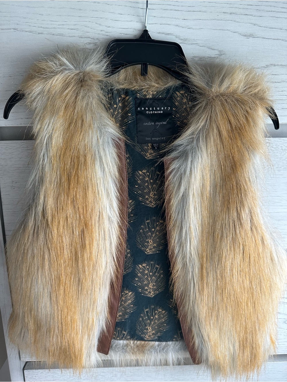 Sanctuary Faux Fur Vest in Light Golden Brown - Size Small